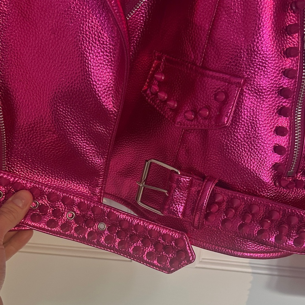 Azalea Wang Studded Pink Leather Jacket - Picture 6 of 9